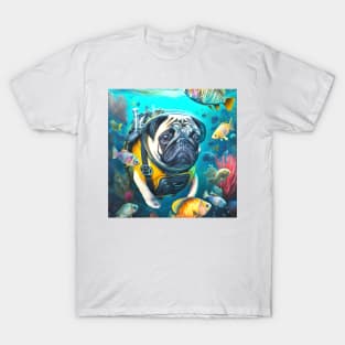 Cute Pug Dog Scuba Diver T-Shirt